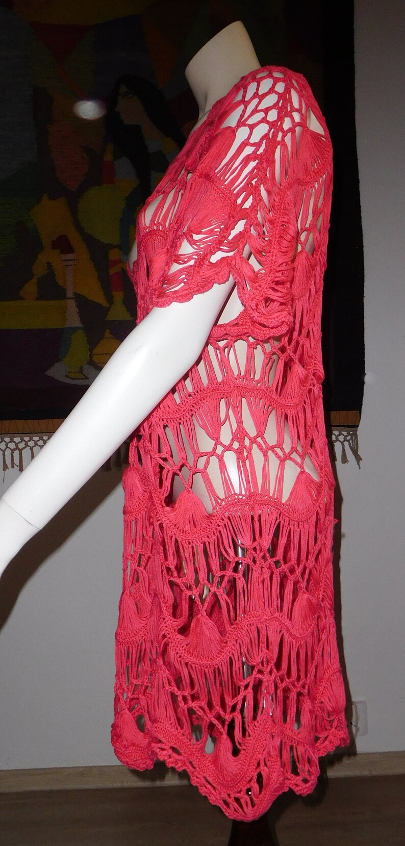 CrochetedMacrame BlouseCottonFringe VestFree Shipping