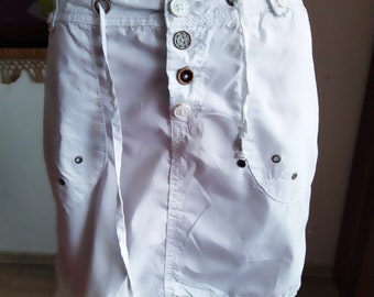 White Cotton Skirt/Sportswear Skirt/Pockets Skirt