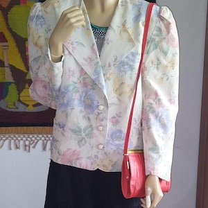 Vintage Linen Jacket/Floral Jacket M