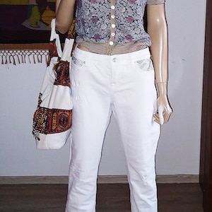 White Cambio Jeans with Metal Components