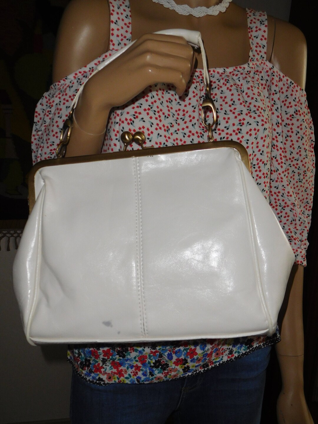 Vintage Frame Bag/1970s/ivory Etsy