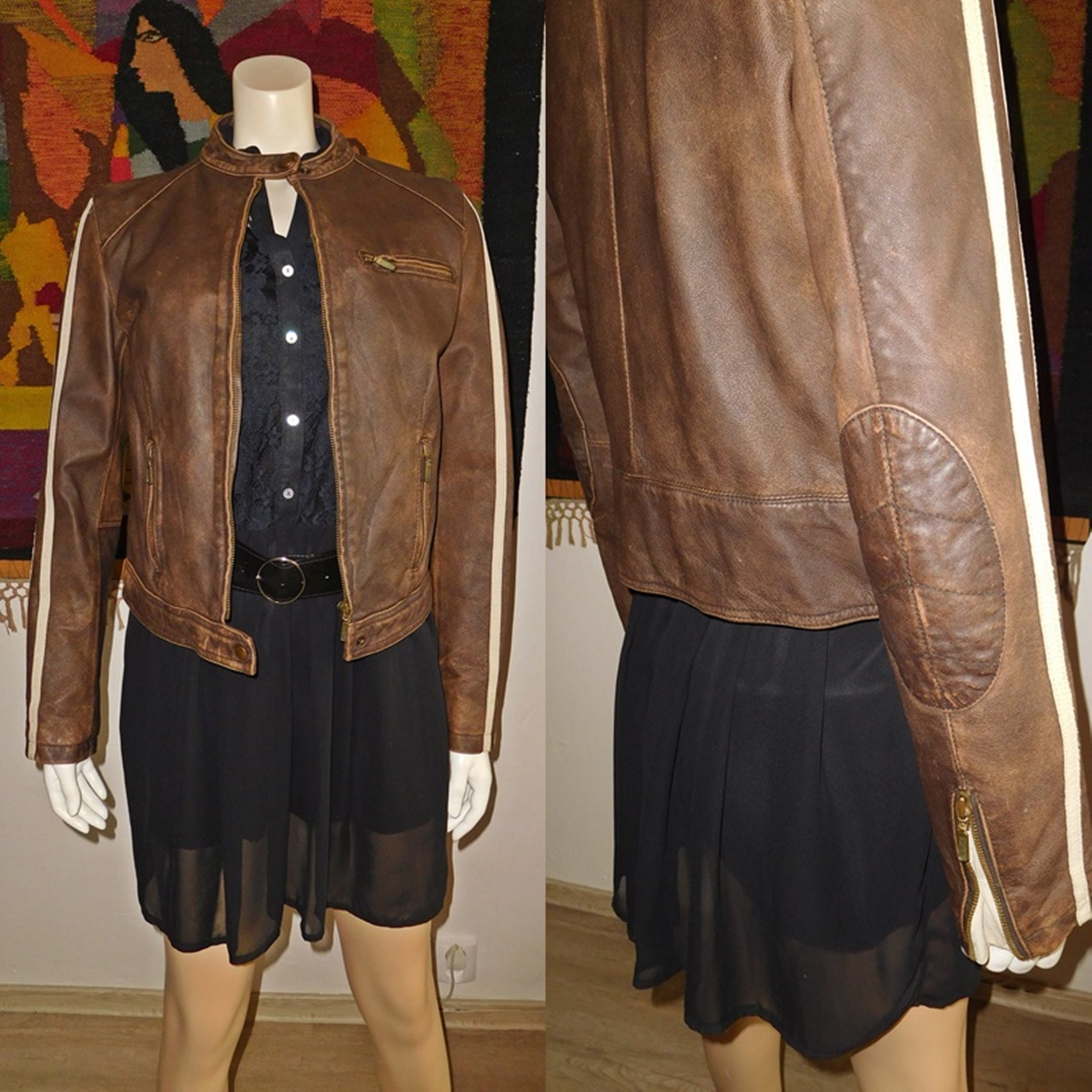 Real Pig Leather Jacket/Unisex Jacket/Vintage | Etsy