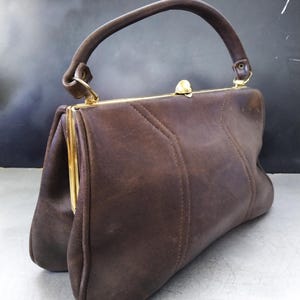 Metall Rahmentasche/braune Vintage Handtasche 60er Jahre