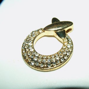Rhinestone Gold Metal Pendant/Vintage Jewelry/1960s/Elegant Rhinestone Pendant