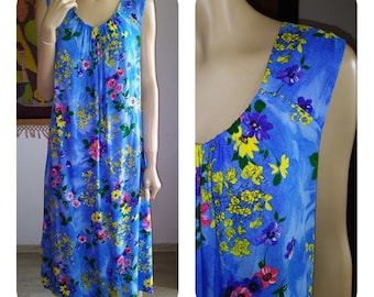 Blue Flowers Dress/Vintage/Free Shipping