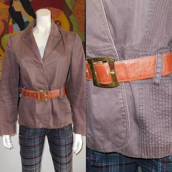 Cotton Brown Jacket with Belt/Vintage