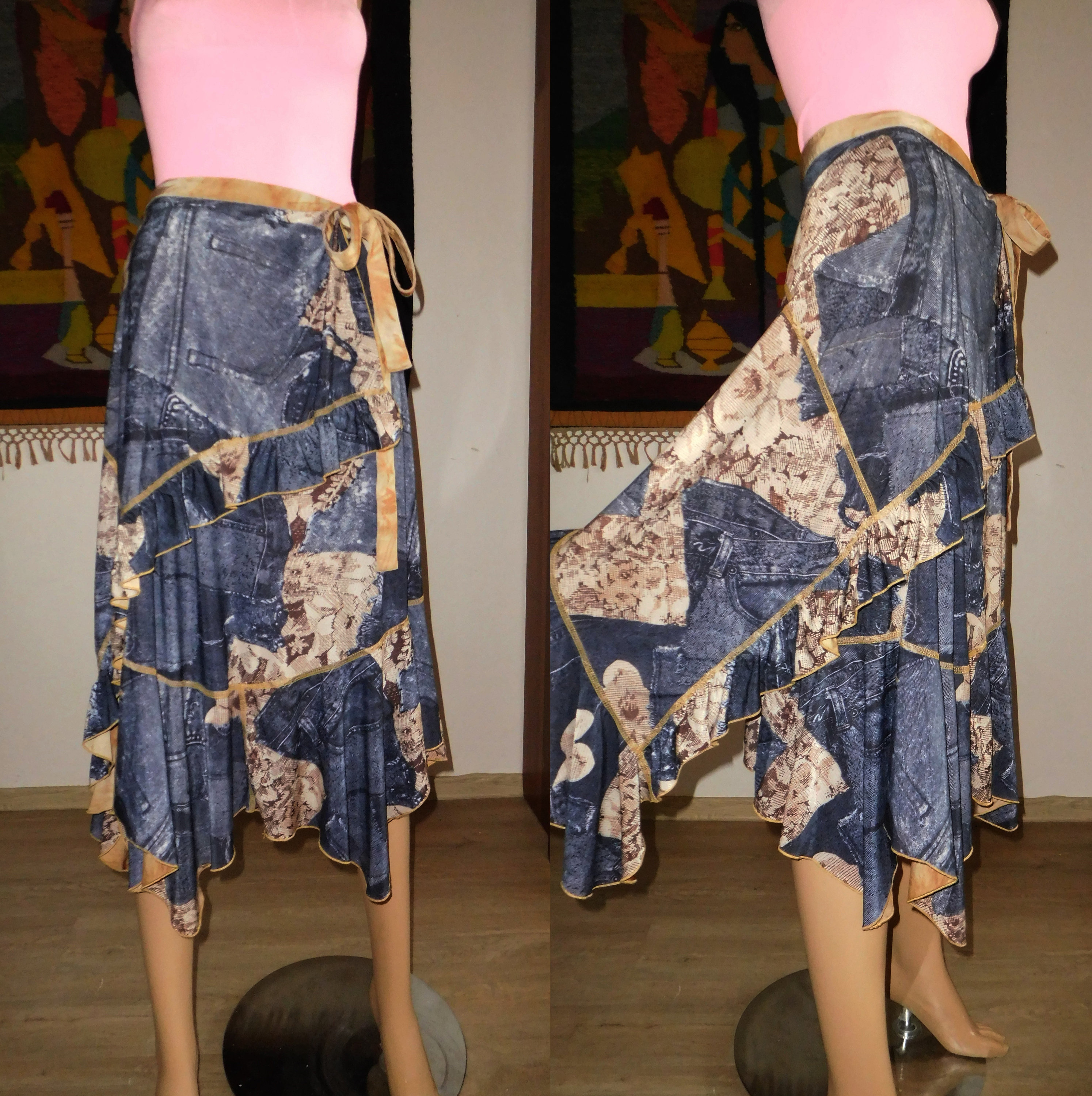 Gonna a portafoglio Motivo vintage jeans Etsy Italia
