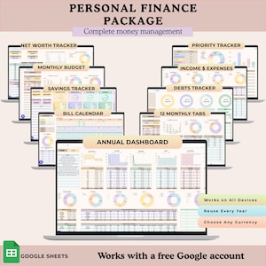 Personal Finance Tracker Bundle | Budget Planner & Expense Manager | Google Sheets Dashboard Template | Money Management Kit