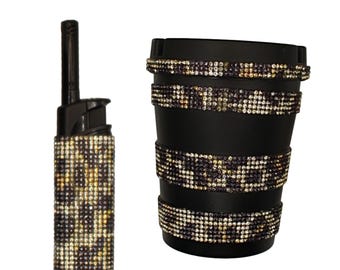 Luxury Bling Lighter and Ashtray-Handmade Smoke Set