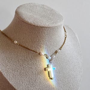 Pearl Cross Gold Chain Necklace