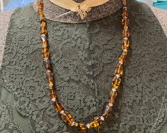 Vintage tiger eye beaded necklace 1930s