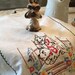 West Highland Scottish Terrier dog embroidered vintage runner centerpiece white cotton Black dog Westie , Scottie