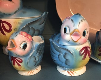 Vintage Lefton Bluebird Cream and Sugar - Etsy