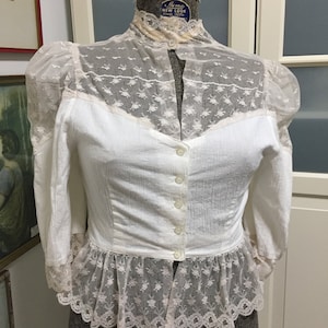 Antique French  white lace Blouse
