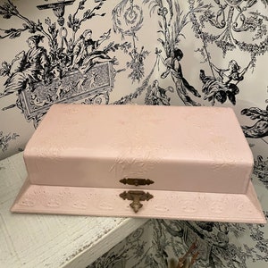 Antique French pink celluloid Vanity box cottage boudoir