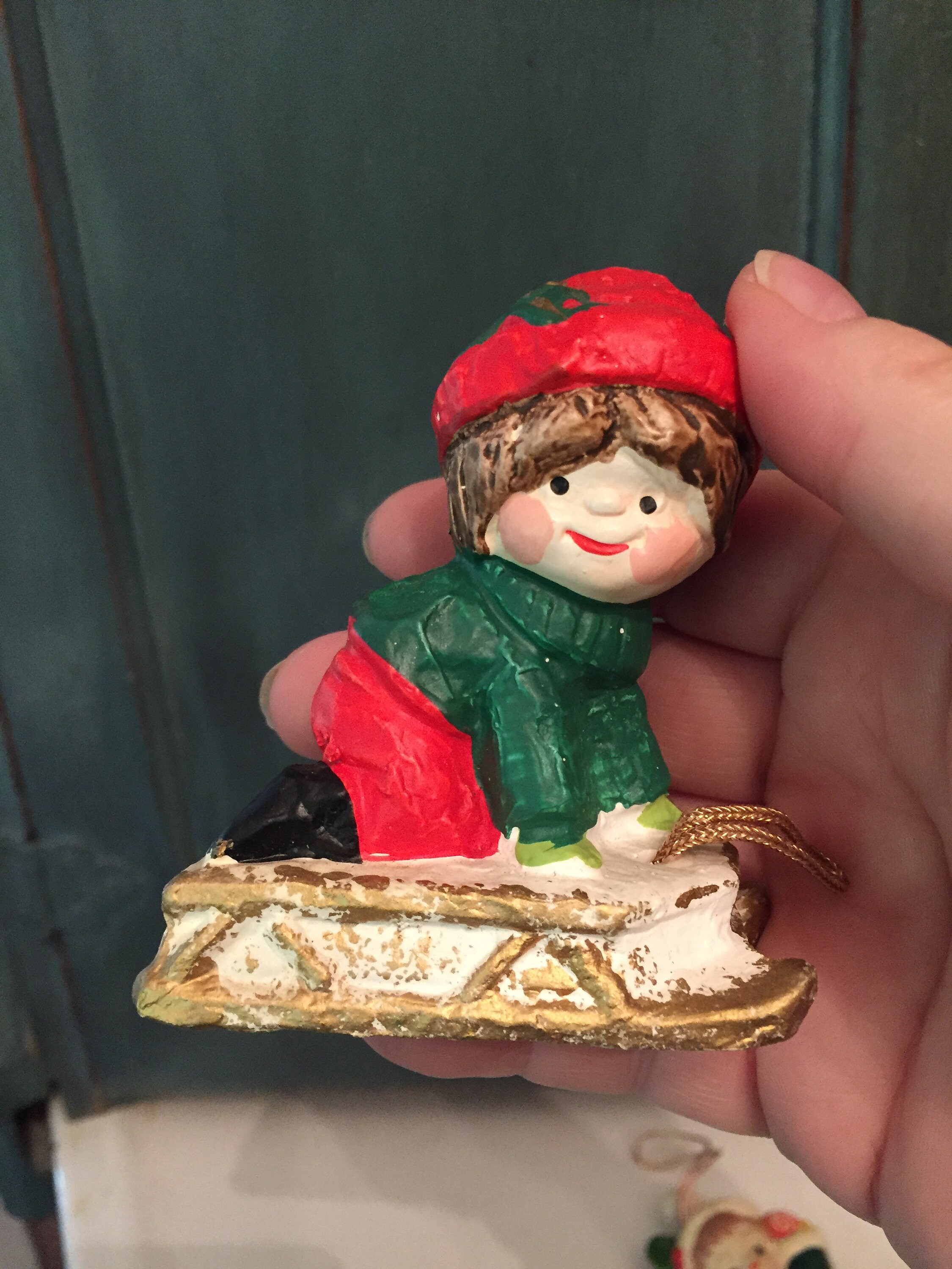 Vintage Christmas Angel Ornament Ceramic Made in Japan Set of Two