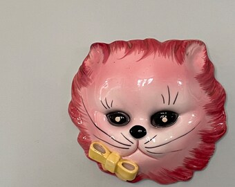 ヴィンテージ レフトン ピンクの猫 ウォールポケット 1950年代