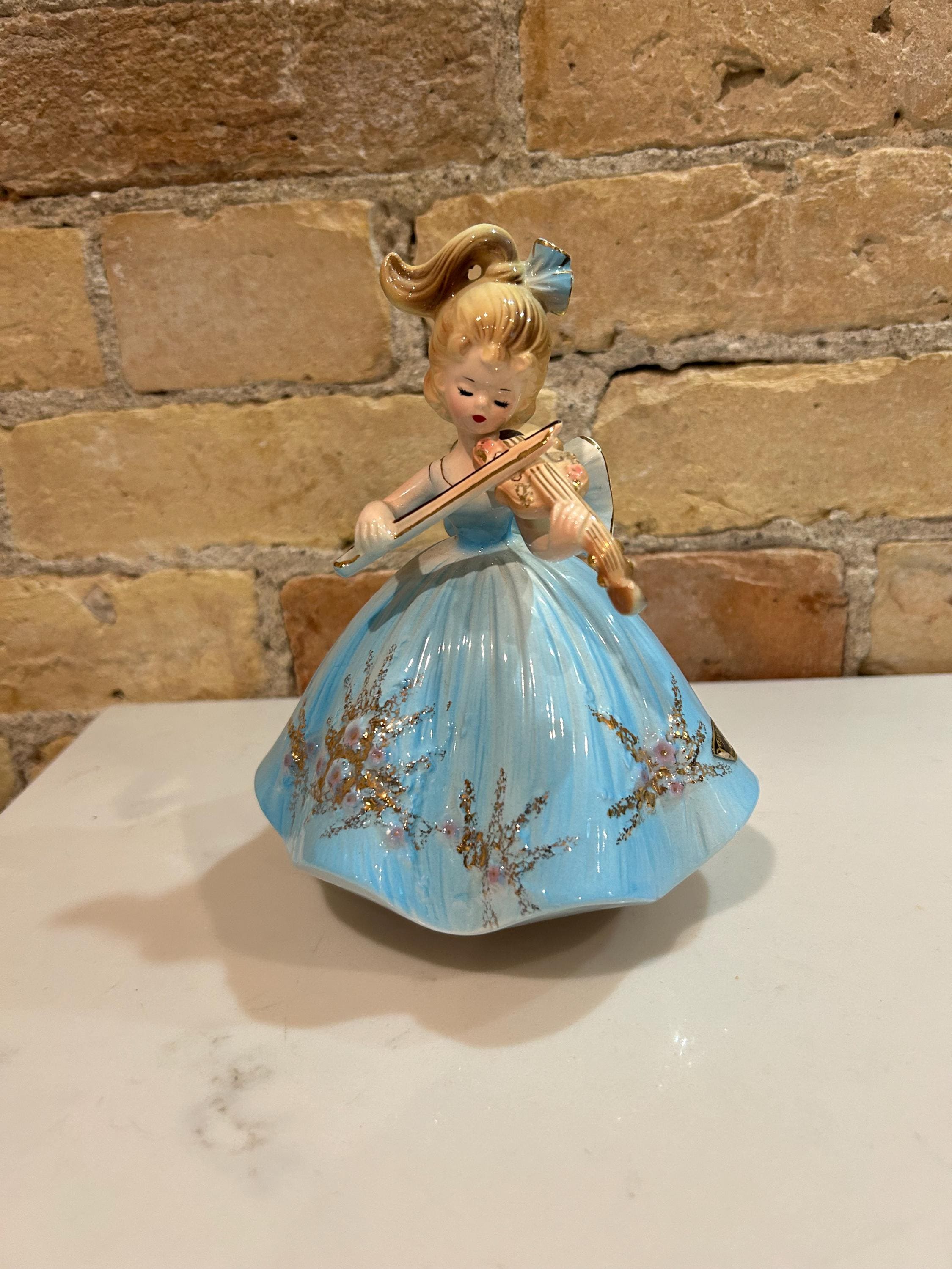 Josef Originals Girl With Violin Musical Figurine With Foil