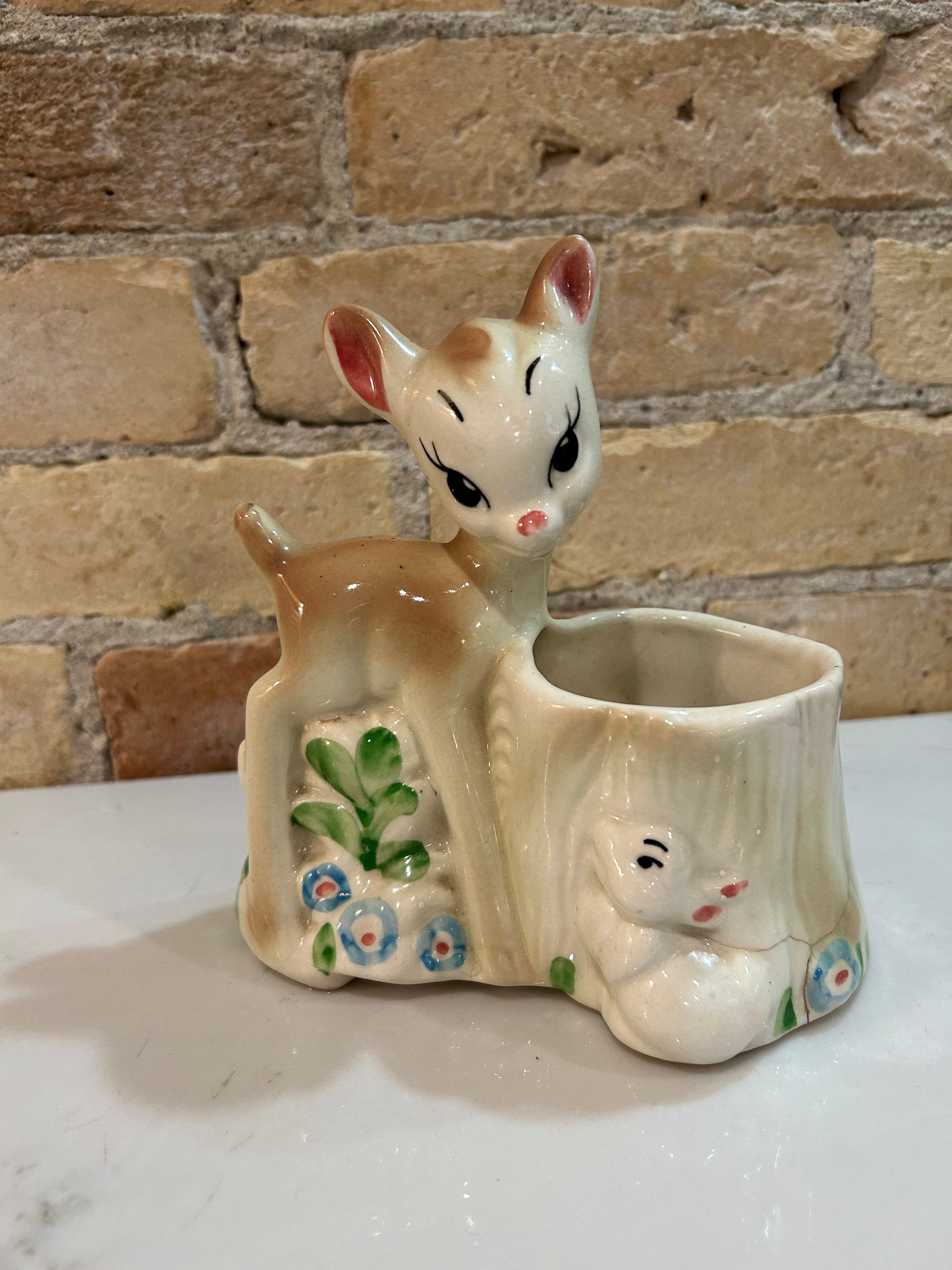 Vintage Walt Disney Bambi and Thumper Planter Floral Vase - Etsy