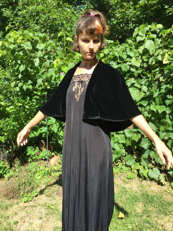 Vintage Black Velvet Cape 1930s