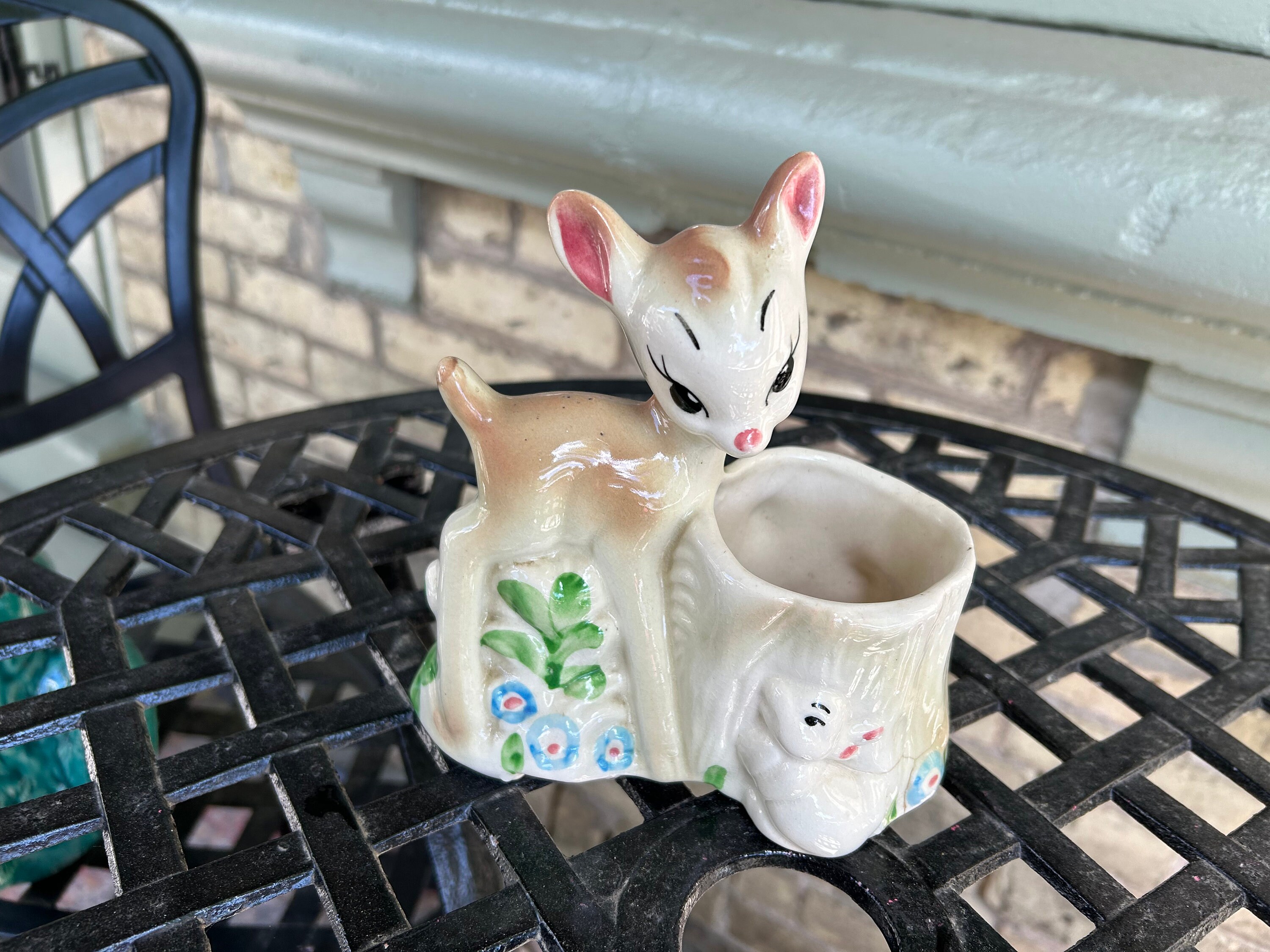 Vintage Walt Disney Bambi and Thumper Planter Floral Vase - Etsy
