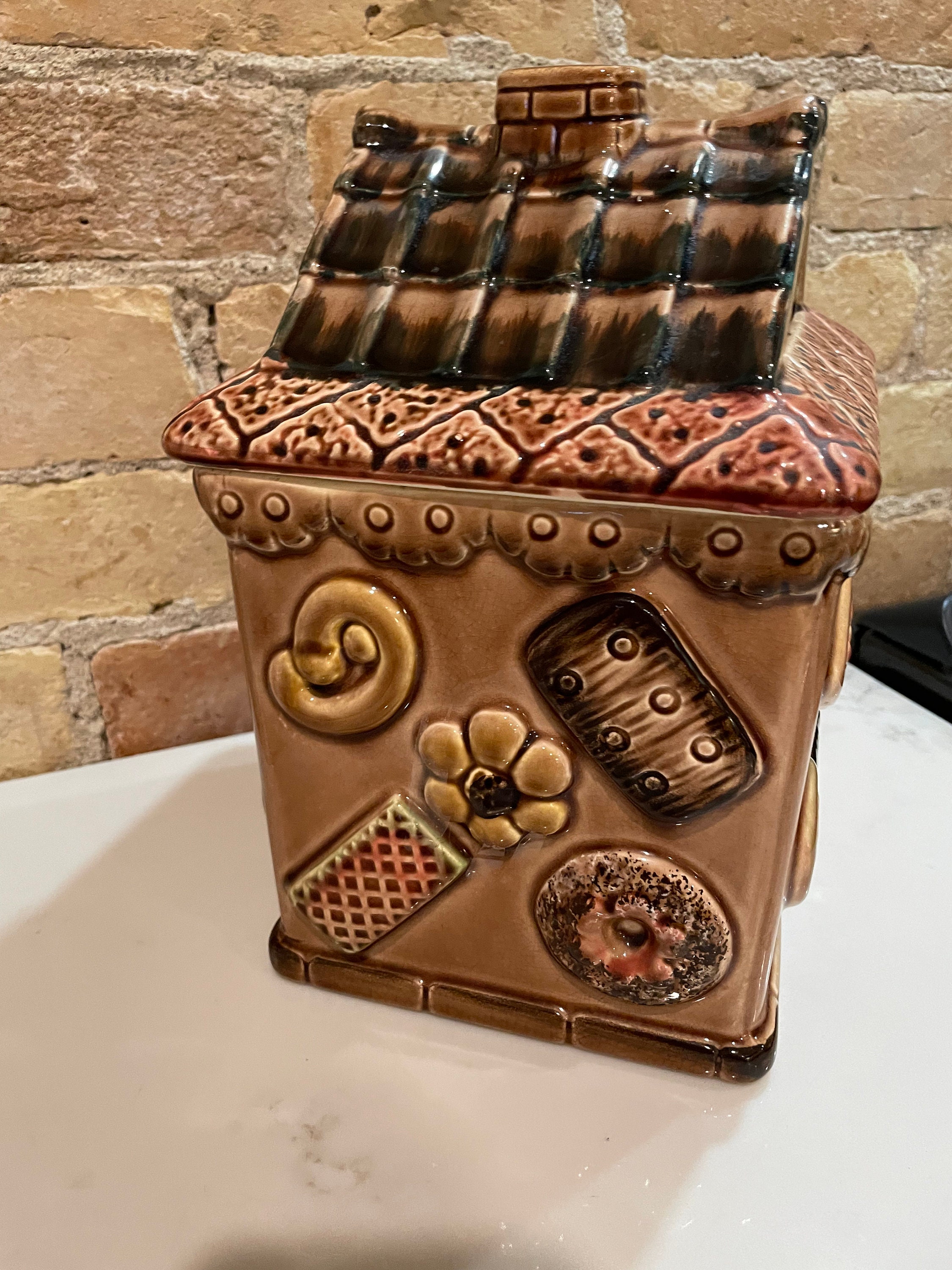 Vintage Gingerbread House Cookie Jar Brown Ceramic Cottage Etsy