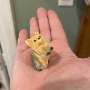 Miniature ceramic Yorkshire puppy dog figurine doll house size