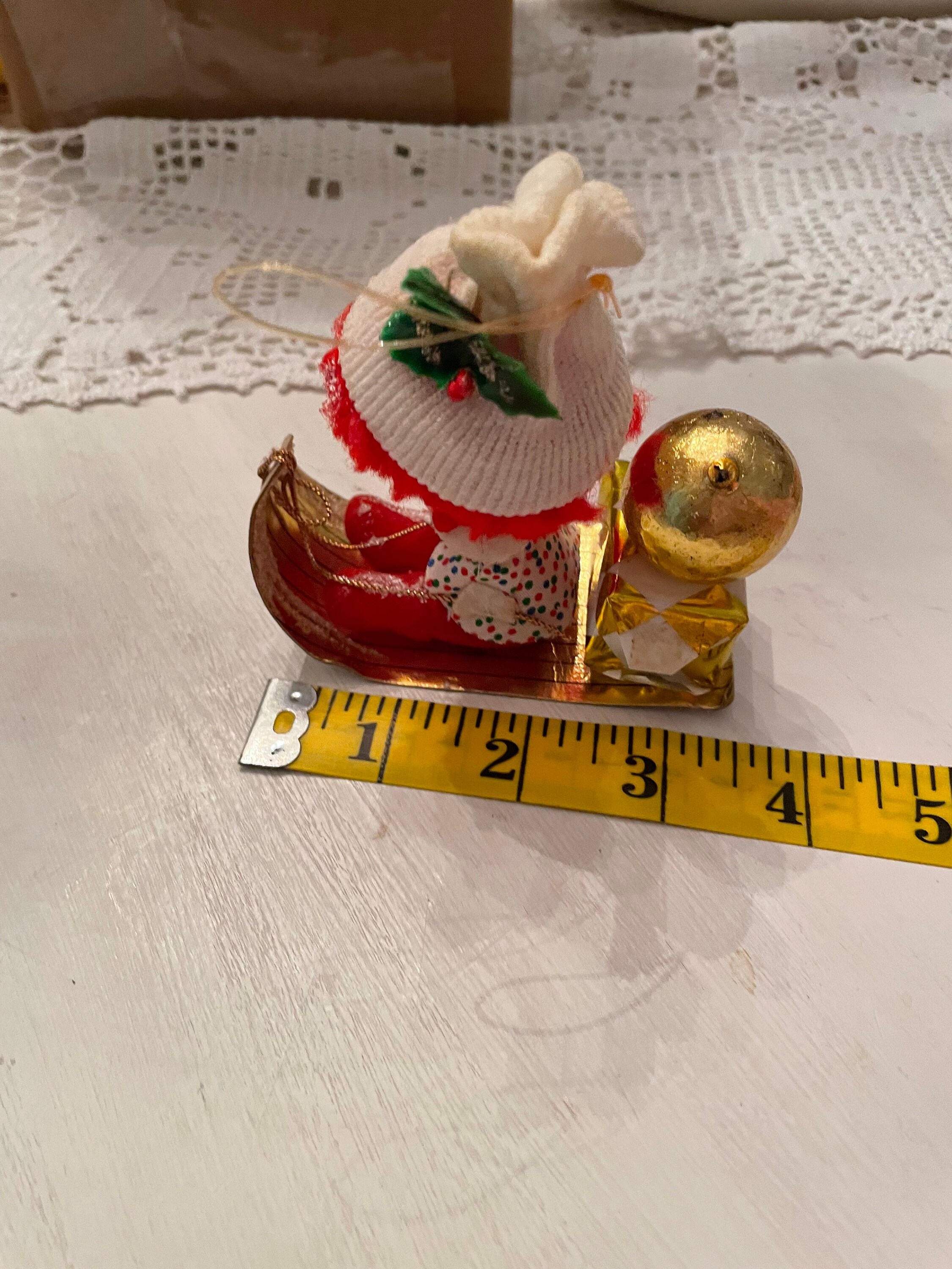 Vintage Christmas Ornaments Tissue Paper Honeycomb Santa and