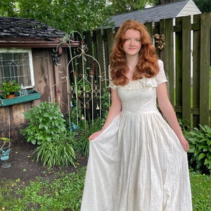 Antique lace Wedding gown Victorian Gothic photo prop costume  authentic antique dress size small