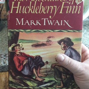 Vintage 1948 Huckleberry Finn Book Mark Twain Storybook Illustrated Junior Text Collectible hard cover Novel