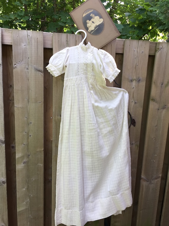 Christening  gown long white baptism dress vintag… - image 2