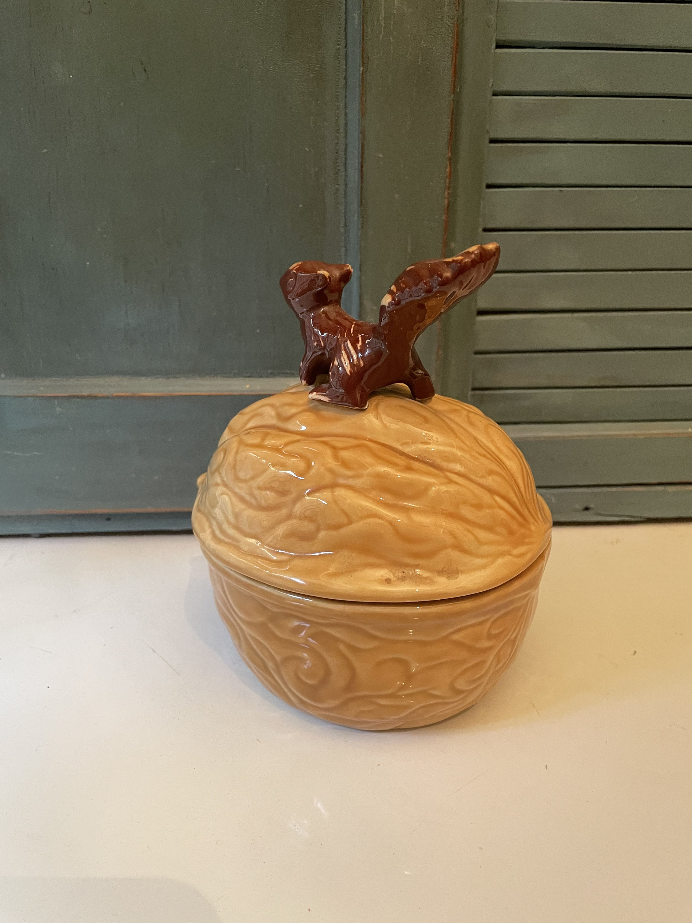 Vintage Squirrel Nut Dish Lidded Ceramic 1979 Etsy