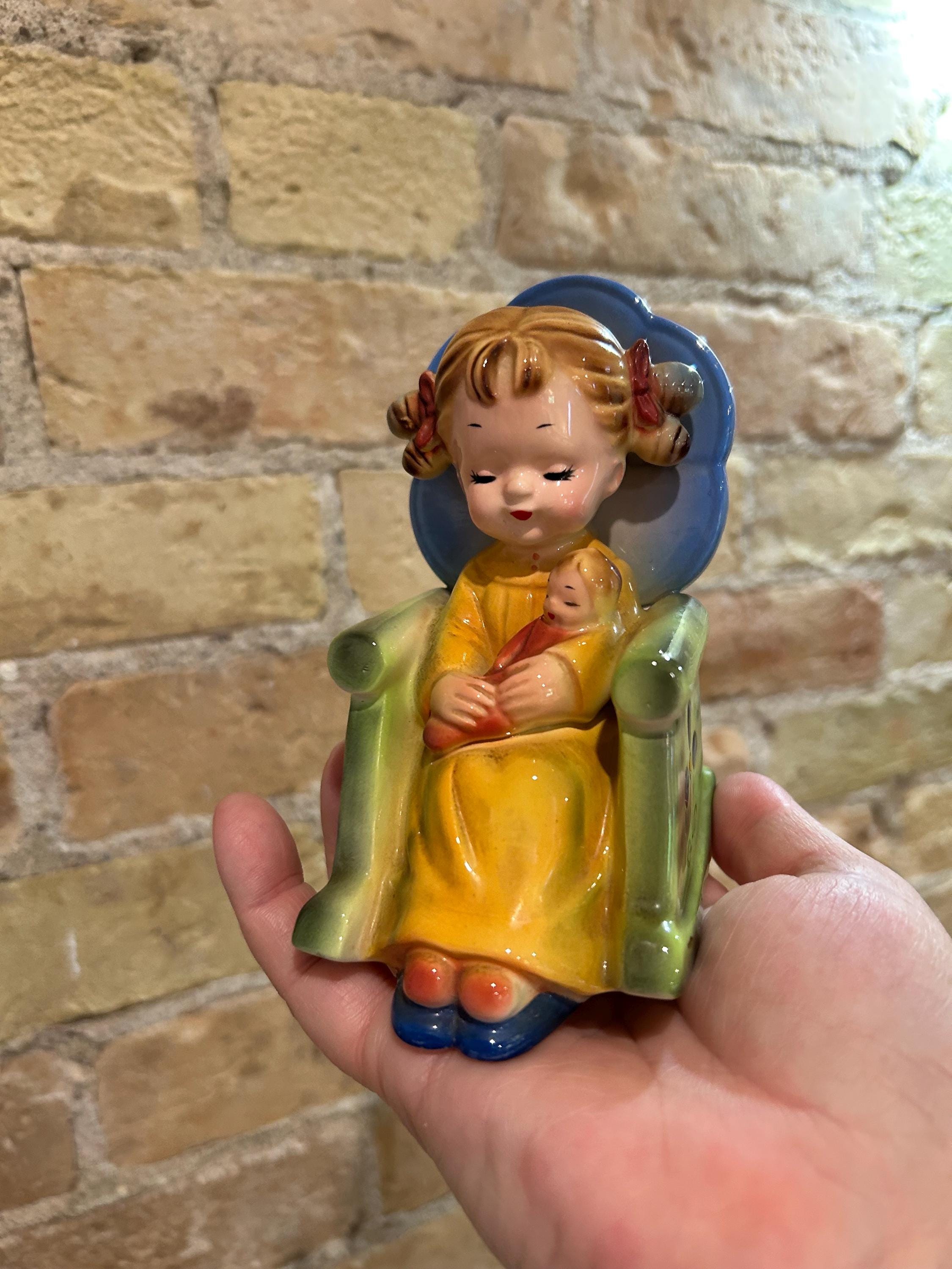 Vintage Josef Originals Girl in Rocking Chair With Baby Doll - Etsy