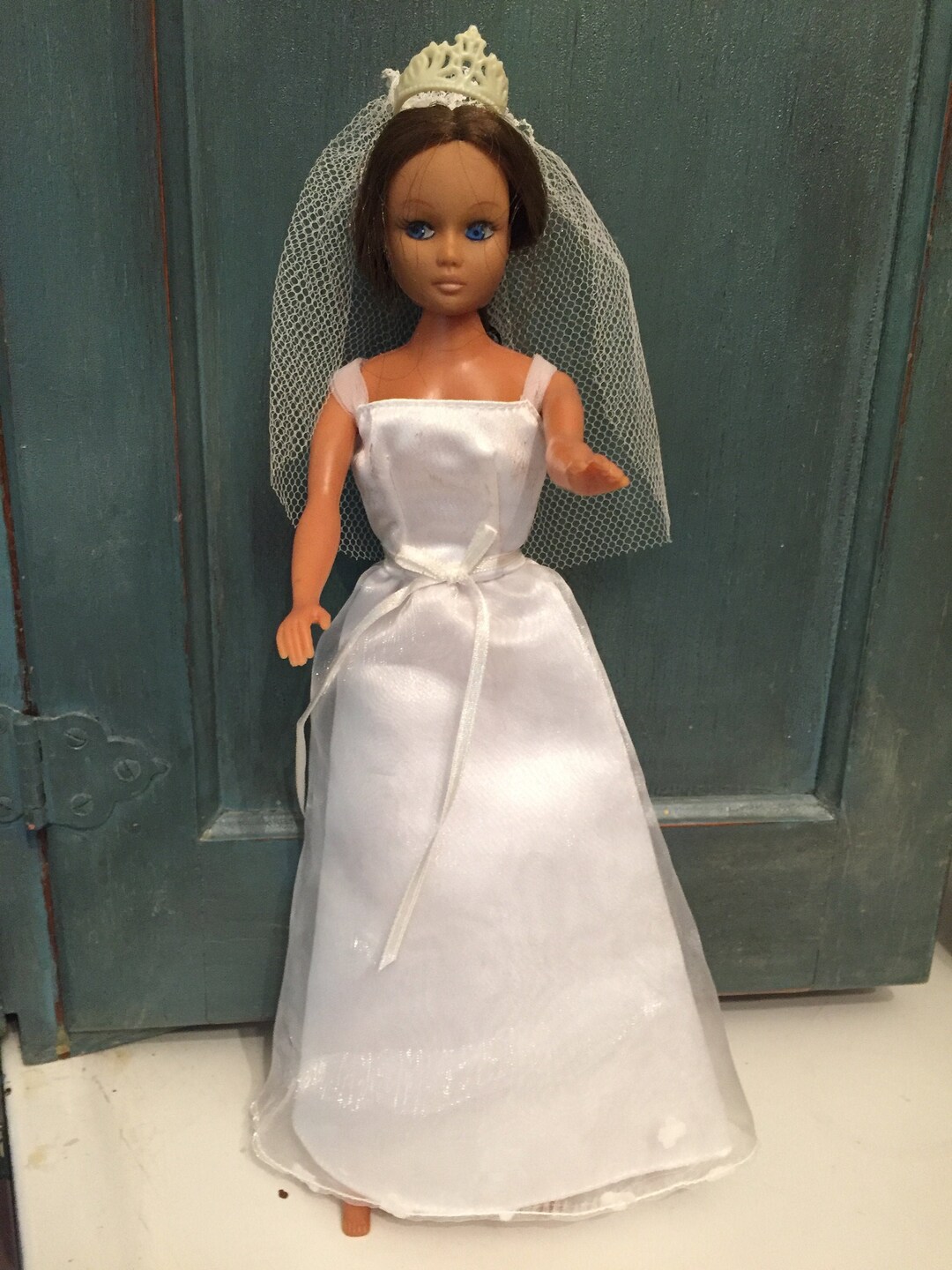barbie doll wedding dress QUEBAN Bride Doll Wedding Dress with Veil Handmade Evening Party Fashi –  Ucanaan main image 1