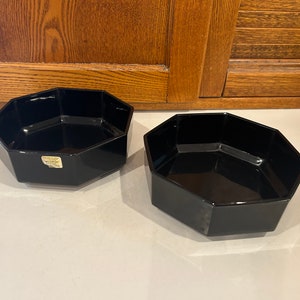 Vintage Black glass Arcoroc Octime Bowls Made in France set of two