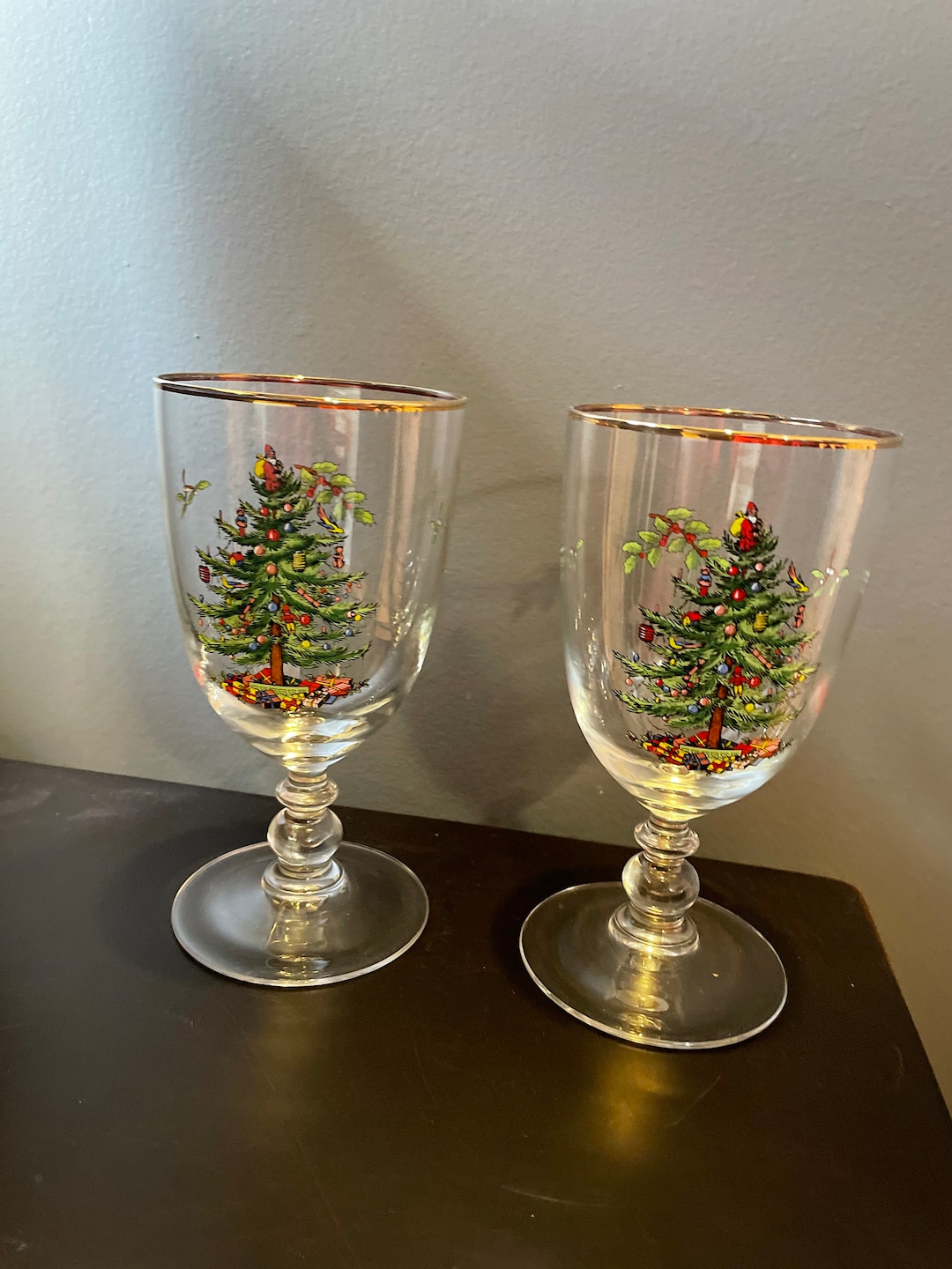 Vintage Spode Goblets Christmas Tree Set of 2 Etsy