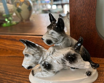 Vintage Germany Carl Scheidig Porcelain Terrier Dogs Figurine No