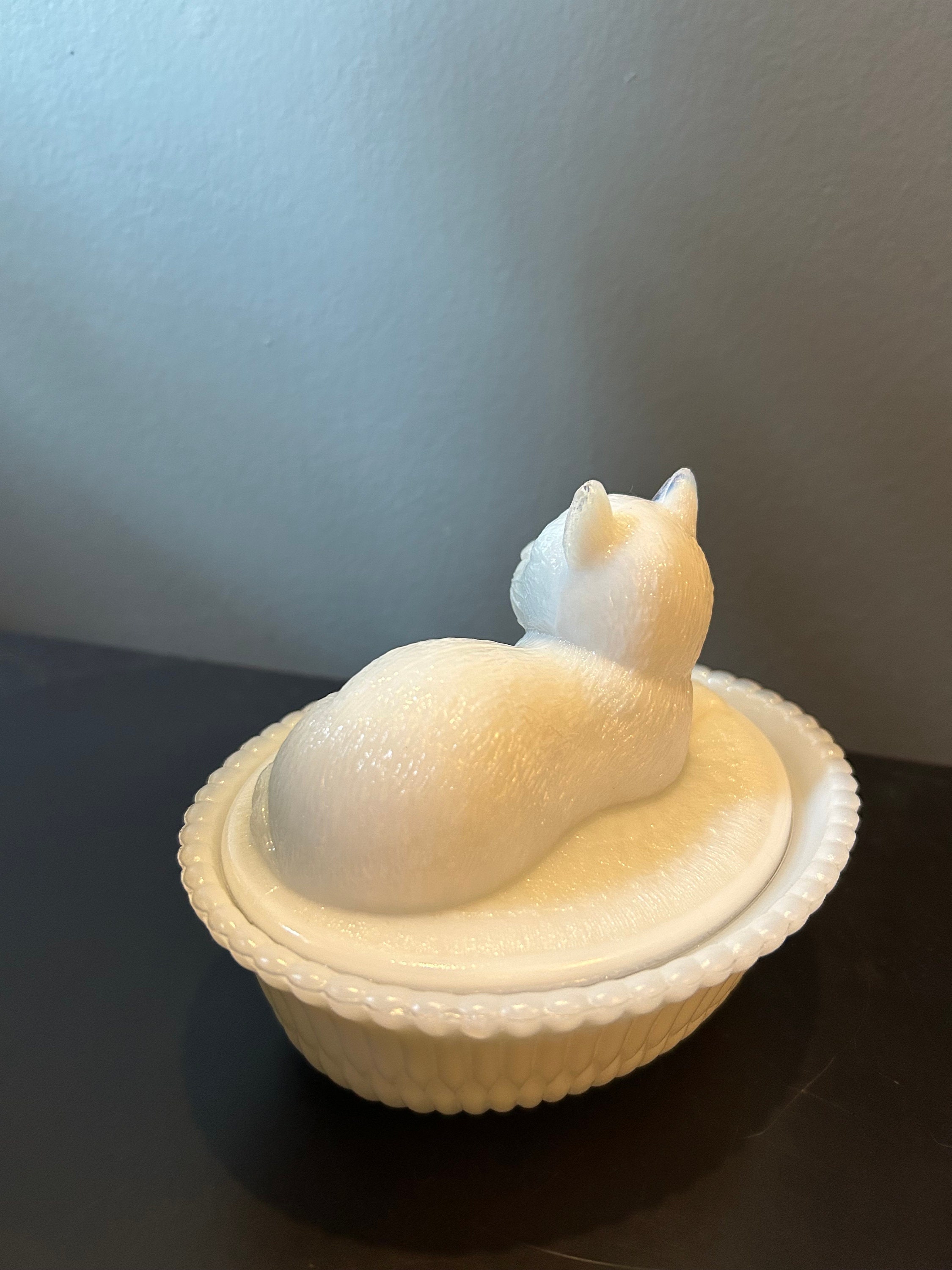 Antique Cat on Nest Mckee Milkglass Hen on Nest - Etsy