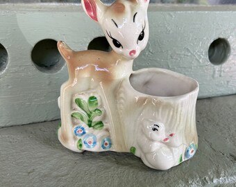 Vintage Walt Disney Bambi and Thumper Planter Floral Vase - Etsy