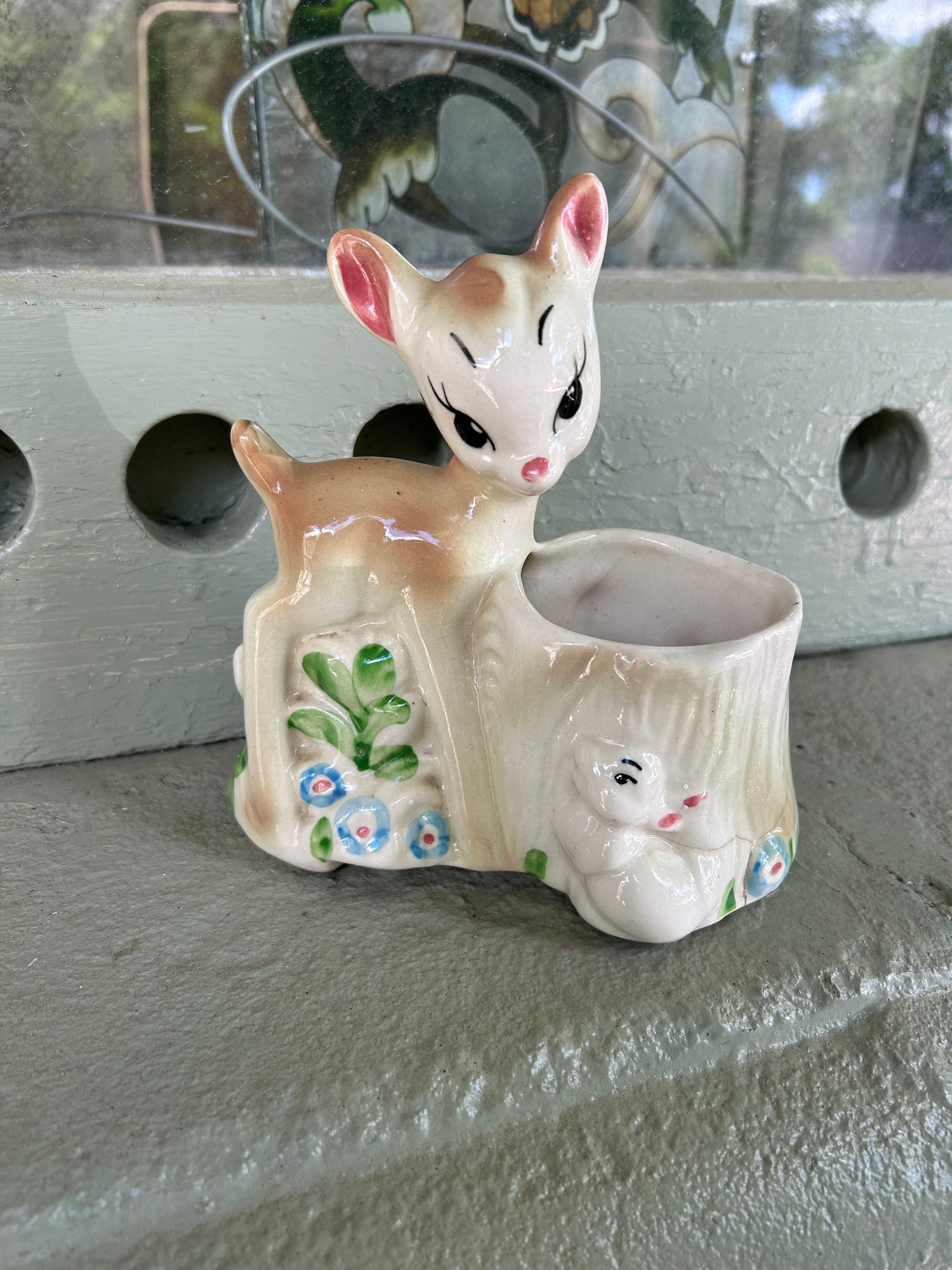 Vintage Walt Disney Bambi and Thumper Planter Floral Vase - Etsy
