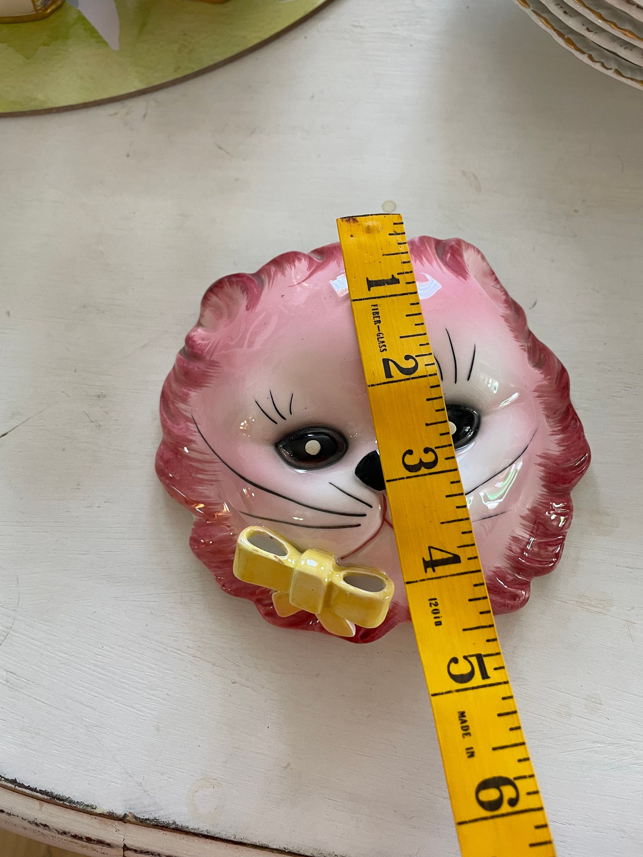 ヴィンテージ レフトン ピンクの猫 ウォールポケット 1950年代