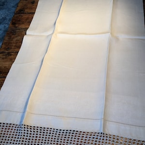 Vintage White Cotton Towel Antique Damask Linen With Crochet Etsy