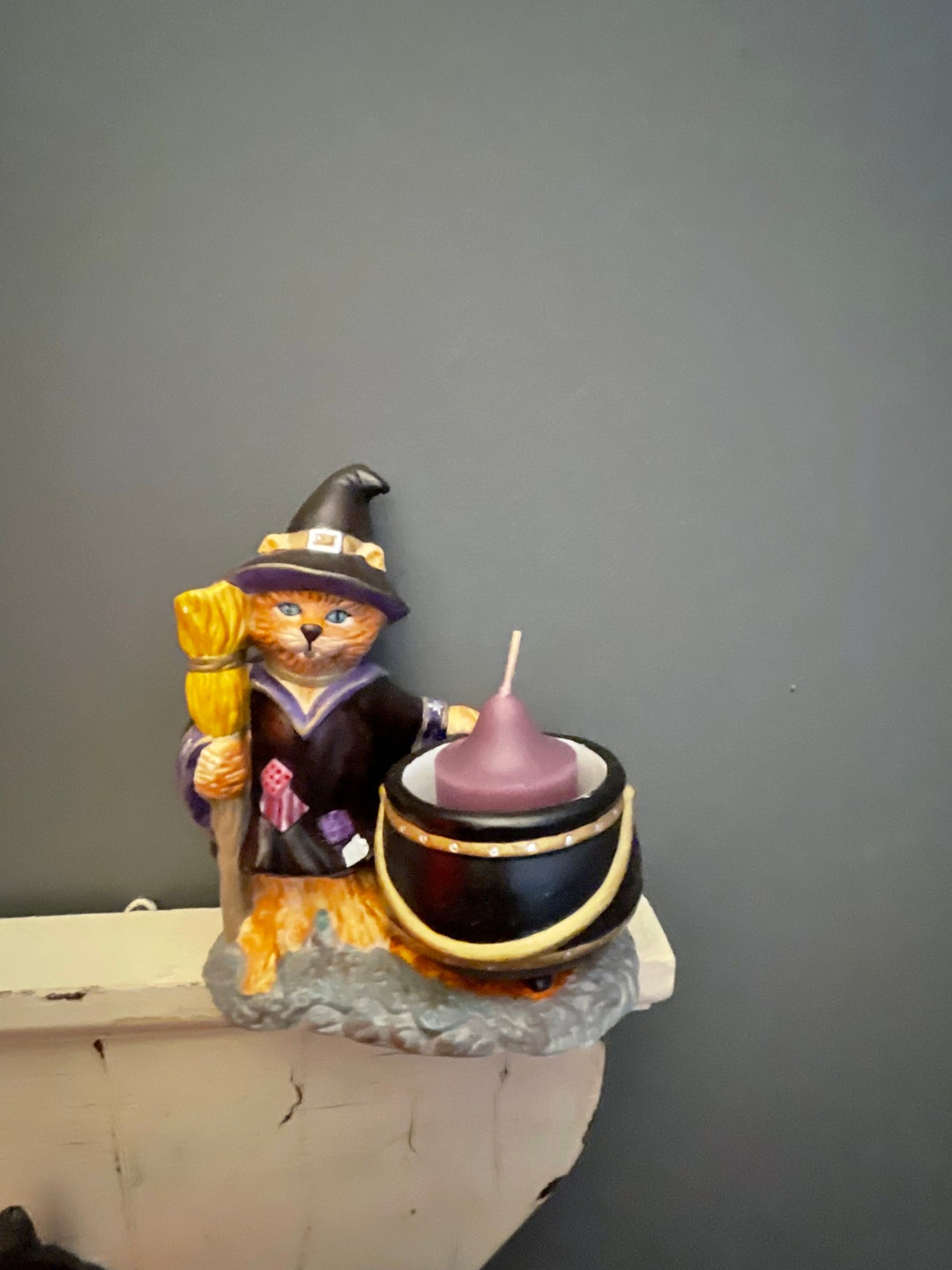 Vintage Partylite Black Cat Halloween Candle Holder 1980s Etsy