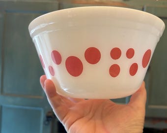 ヴィンテージ フェデラルガラス ポルカドット ボウル 淡いピンク