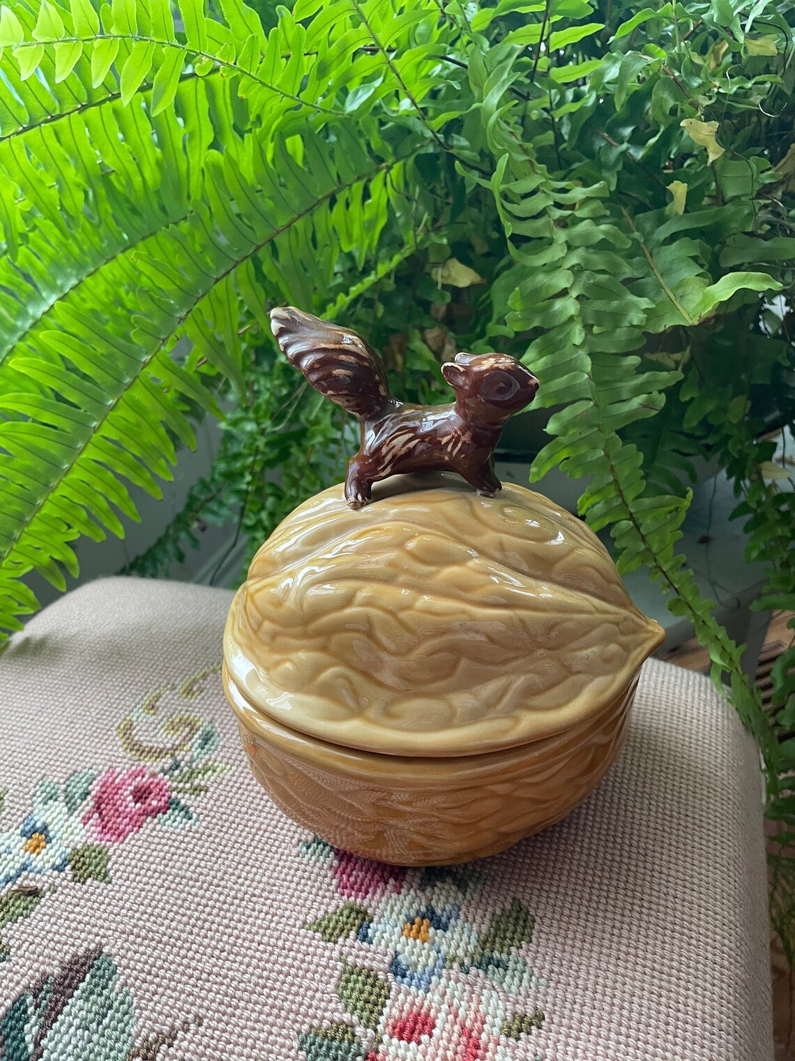 Vintage Squirrel Nut Dish Lidded Ceramic 1979 Etsy