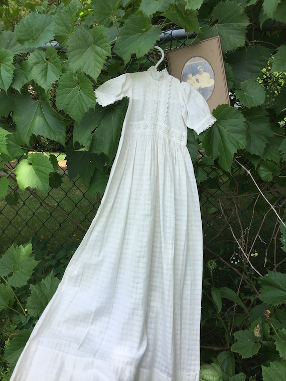 Christening  gown long white baptism dress vintag… - image 5