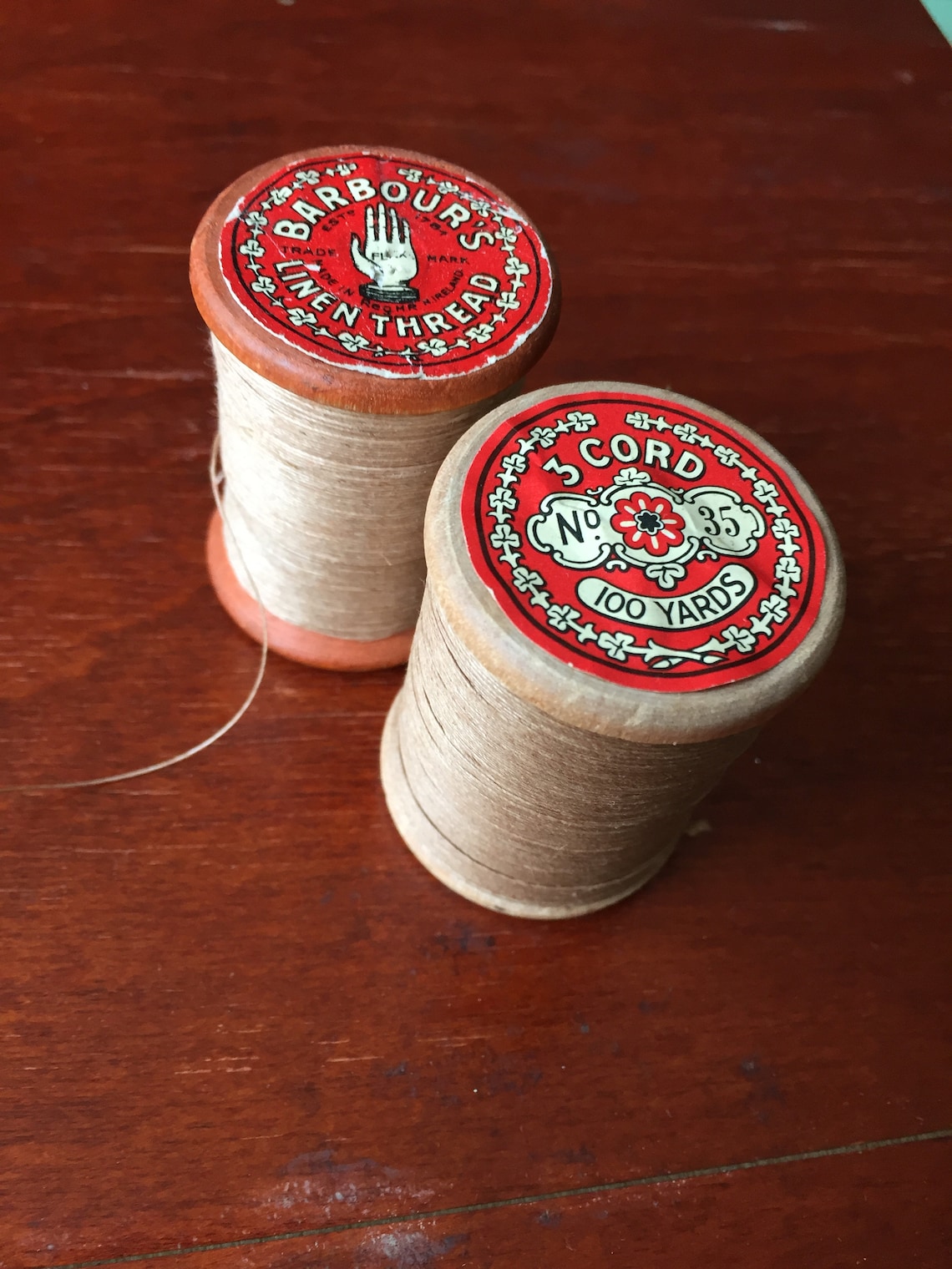 Vintage Spools Linen Thread Barbours J&P Coats 3 Cord 6 Cord - Etsy