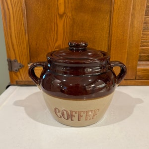 Vintage brun kaffekruka MCM rustik bondgårdsbehållare
