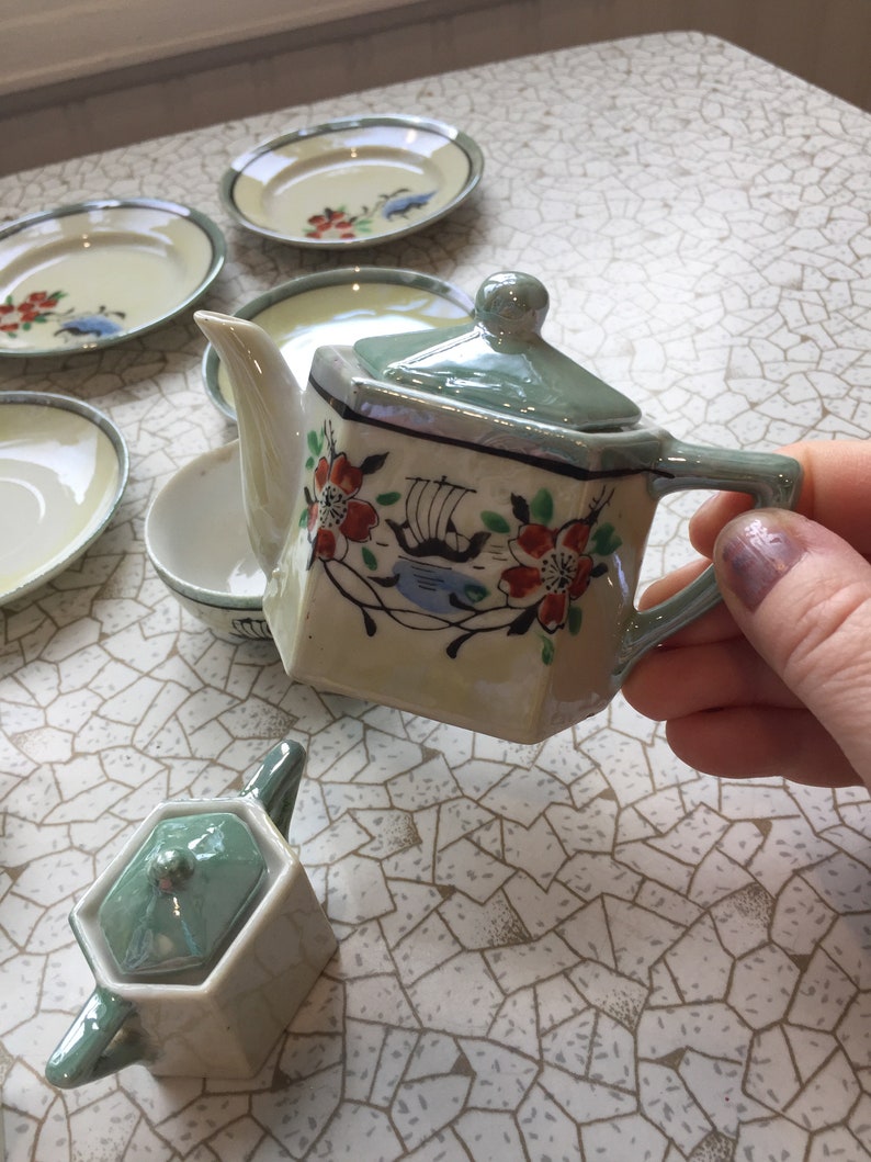Vintage Lustreware Childs Tea Set Japanese 14 piece partial set