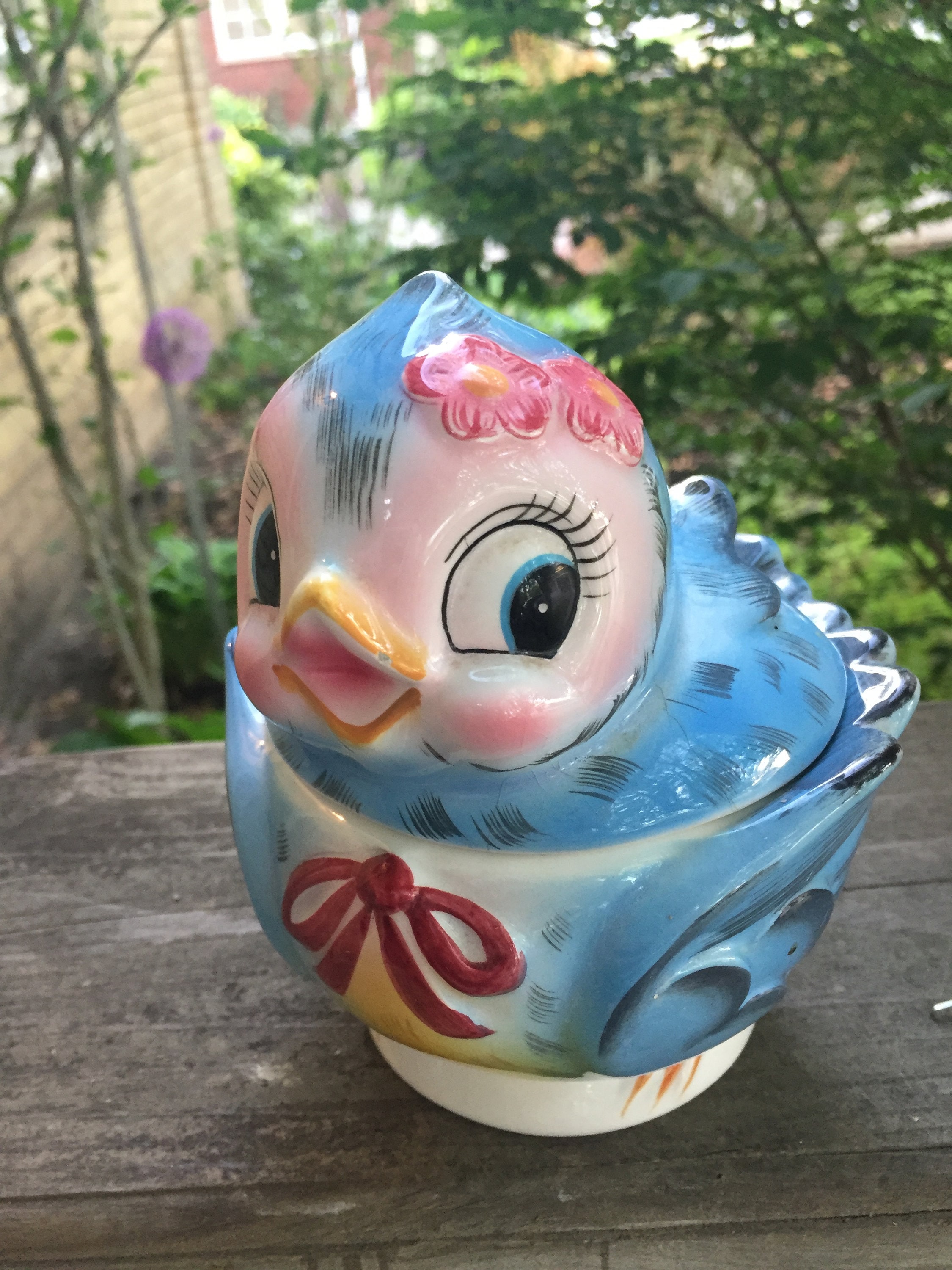 Vintage Lefton Bluebird Jam Jar - Etsy